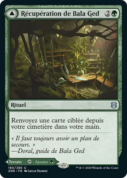 Récupération de Bala Ged // Sanctuaire de Bala Ged, carte Magic ZNR 180 — extension Renaissance de Zendikar
