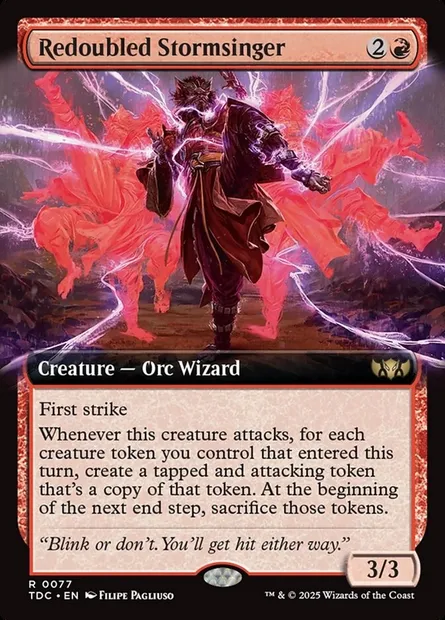 Redoubled Stormsinger, Magic card TDC 77 — Tarkir: Dragonstorm Commander set