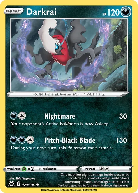 Darkrai, Pokémon card LOR 120 — Lost Origin set