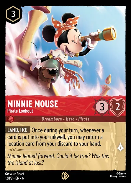 Minnie Mouse - Pirate Lookout, Disney Lorcana card P2-012 — P2 set