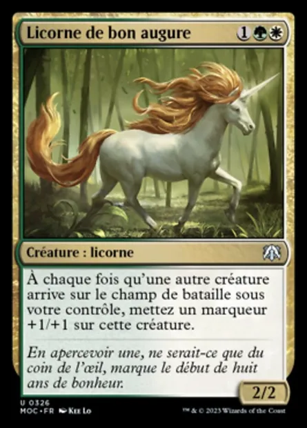 Licorne de bon augure, carte Magic MOC 326 — extension March of the Machine Commander