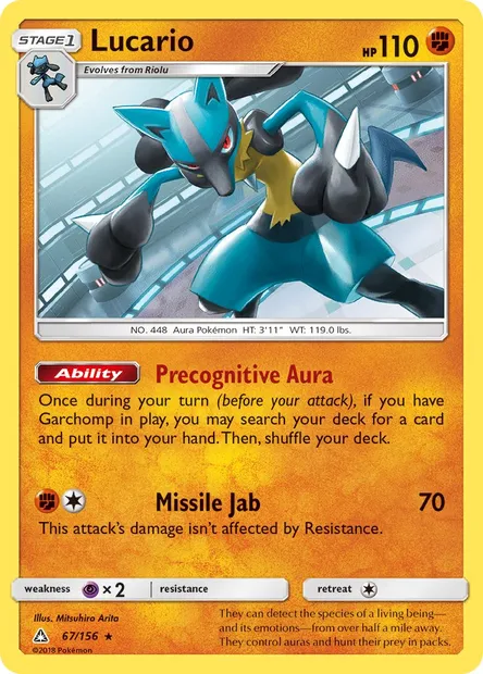 Lucario, Pokémon card UPR 67 — Ultra Prism set