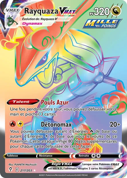 Rayquaza VMAX, carte Pokémon EVS 217 — extension Évolution Céleste