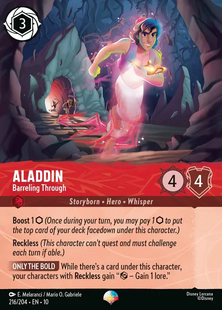 Aladdin - Barreling Through, Disney Lorcana card CH10-216 — Whispers in the Well set