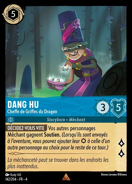 Dang Hu - Cheffe de Griffes du Dragon, carte Disney Lorcana CH4-142 — extension Le Retour d'Ursula