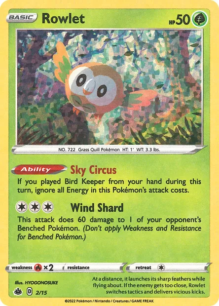 Rowlet, Pokémon card MCD22 2 — McDonald's Collection 2022 set