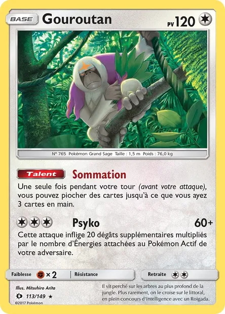 Gouroutan, carte Pokémon SUM 113 — extension Soleil et Lune