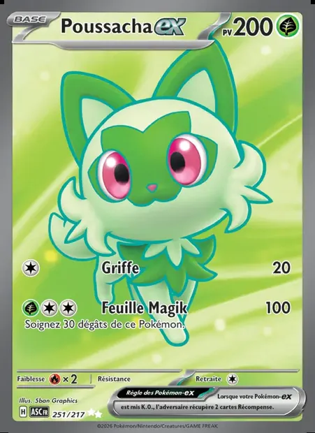 Poussacha-ex, carte Pokémon ASC 251 — extension Héros Transcendants