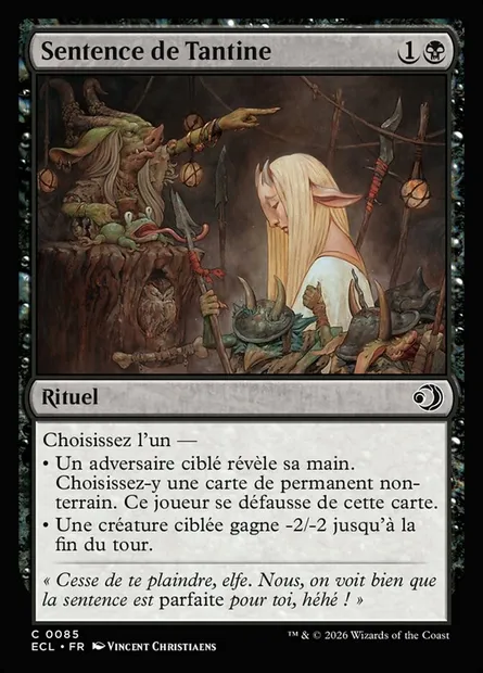 Sentence de Tantine, carte Magic ECL 85 — extension Lorwyn Eclipsed