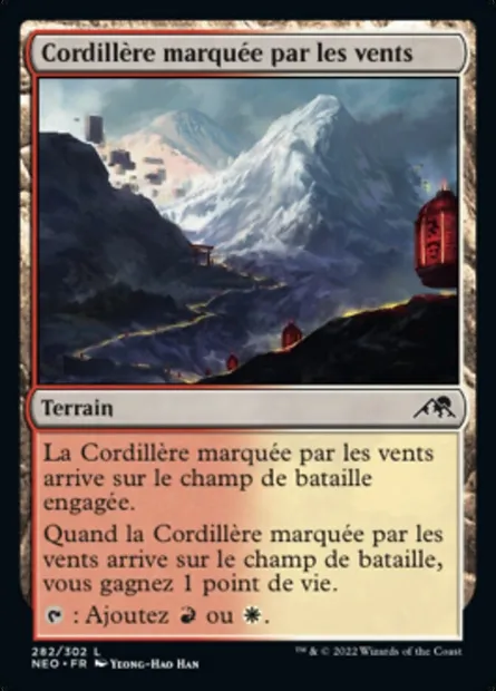 Cordillère marquée par les vents, carte Magic NEO 282 — extension Kamigawa: La Dynastie Néon
