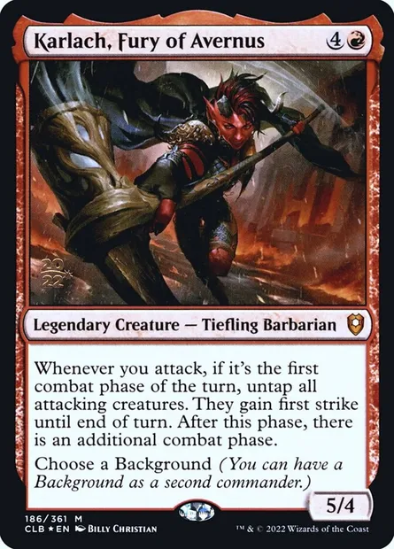 Karlach, Fury of Avernus, Magic card PCLB 186s — Battle for Baldur's Gate Promos set