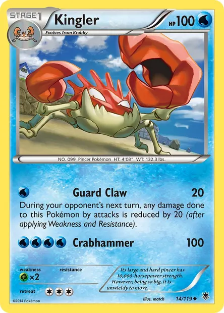 Kingler, Pokémon card PHF 14 — Phantom Forces set