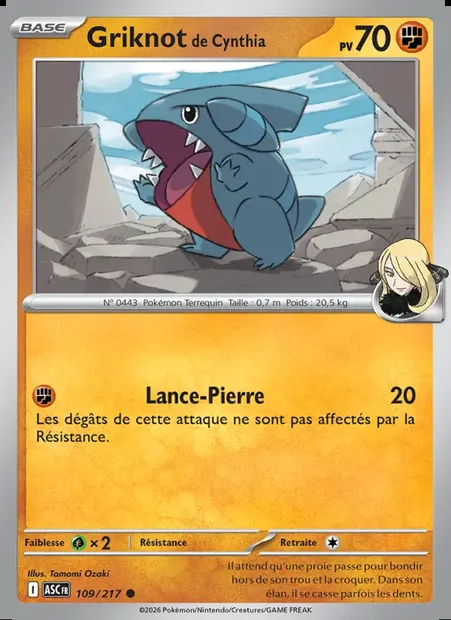 Griknot de Cynthia, carte Pokémon ASC 109 — extension Héros Transcendants