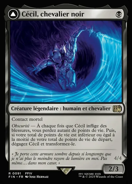 Cecil, Dark Knight // Cecil, Redeemed Paladin, carte Magic FIN 91 — extension Final Fantasy