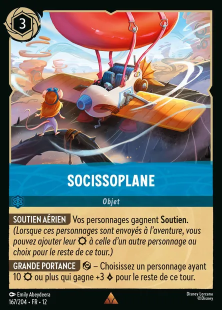 Socissoplane, carte Disney Lorcana CH12-167 — extension Contrées Inconnues