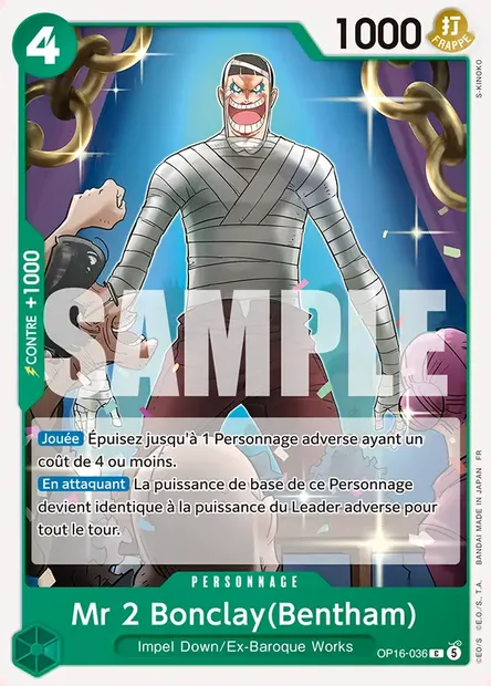 Mr 2 Bonclay(Bentham), carte One Piece OP16-036 — extension L'HEURE DE LA BATAILLE DÉCISIVE