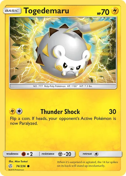 Togedemaru, Pokémon card CEC 74 — Cosmic Eclipse set