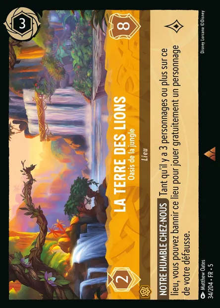 La Terre des Lions - Oasis de la jungle, carte Disney Lorcana CH5-034 — extension Ciel Scintillant