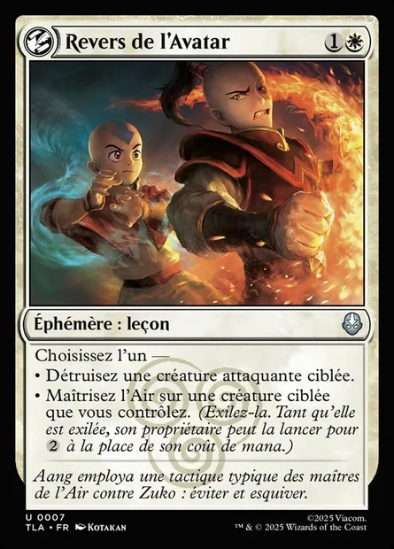 Revers de l'Avatar, carte Magic TLA 7 — extension Avatar: The Last Airbender
