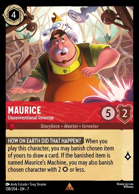 Maurice - Unconventional Inventor, Disney Lorcana card CH7-138 — Archazia's Island set