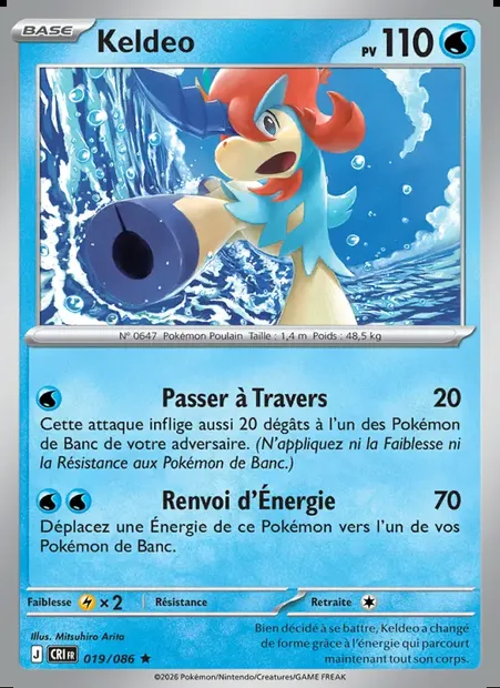 Keldeo, carte Pokémon CRI 019 — extension Chaos Ascendant