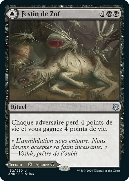 Festin de Zof // Marécage sanguinolent de Zof, carte Magic ZNR 132 — extension Renaissance de Zendikar