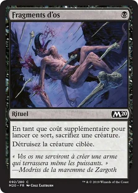 Fragments d'os, carte Magic M20 92 — extension Core Set 2020