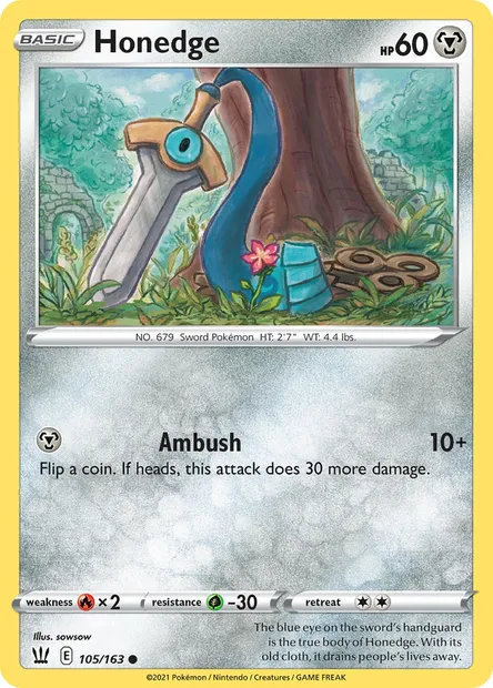 Honedge, Pokémon card BST 105 — Battle Styles set