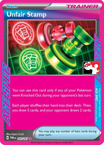 Tampon Injuste, carte Pokémon PPS 165-2 — extension Play! Pokémon Prize Pack Series