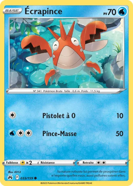 Écrapince, carte Pokémon CRZ 033 — extension Zénith Suprême