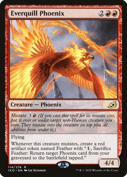 Everquill Phoenix, Magic card PIKO 114p — Ikoria: Lair of Behemoths Promos set