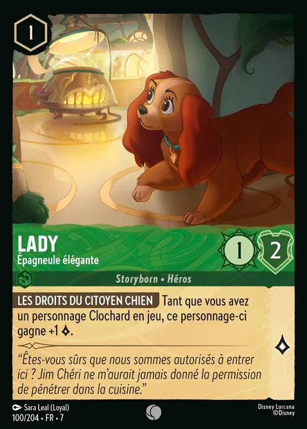 Lady - Épagneule élégante, carte Disney Lorcana CH7-100 — extension L'île d'Archazia