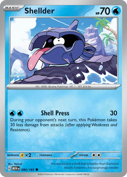 Shellder, Pokémon card MEW 090 — 151 set