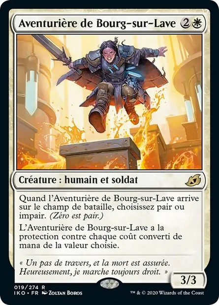 Aventurière de Bourg-sur-Lave, carte Magic IKO 19 — extension Ikoria: Lair of Behemoths