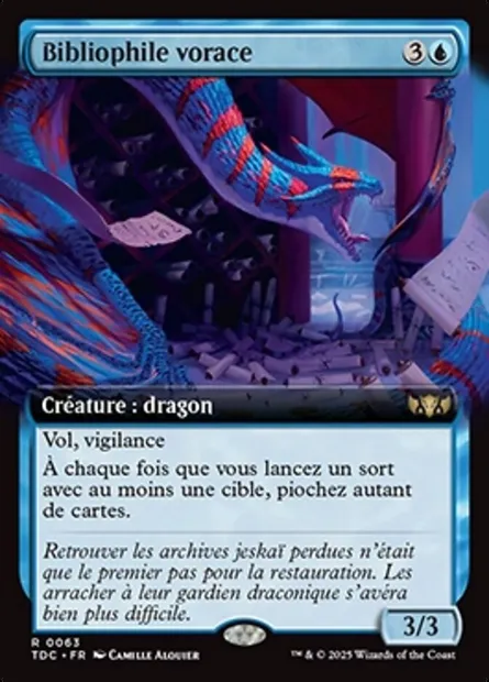 Bibliophile vorace, carte Magic TDC 63 — extension Tarkir: Dragonstorm Commander