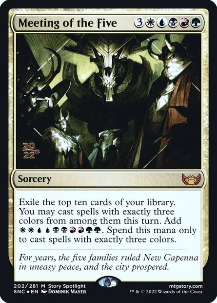 Réunion des Cinq, carte Magic PSNC 202s — extension Streets of New Capenna Promos
