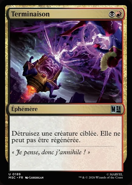 Terminaison, carte Magic MSC 189 — extension Marvel Super Heroes Commander