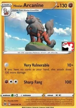 Hisuian Arcanine, Pokémon card PPS 084 — Play! Pokémon Prize Pack Series set
