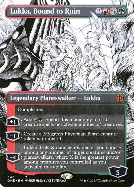 Lukka, Bound to Ruin, Magic card ONE 342 — Phyrexia: All Will Be One set