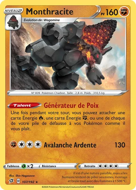 Monthracite, carte Pokémon RCL 107 — extension Clash des Rebelles