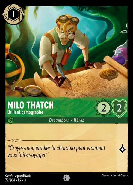 Milo Thatch - Brillant cartographe, carte Disney Lorcana CH3-079 — extension Les Terres d'Encres