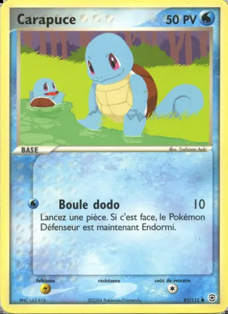 Carapuce, carte Pokémon RG 82 — extension EX Rouge Feu & Vert Feuille