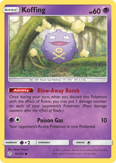 Koffing, Pokémon card CEC 76 — Cosmic Eclipse set