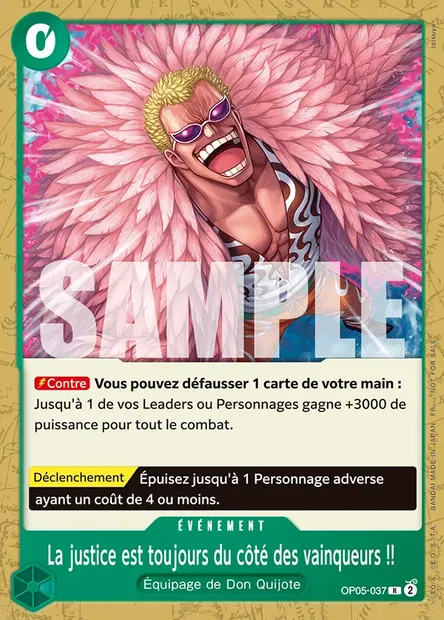 La justice est toujours du côté des vainqueurs !!, carte One Piece OP05-037 — extension AWAKENING OF THE NEW ERA