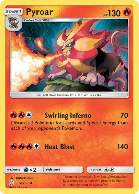 Pyroar, Pokémon card CEC 37 — Cosmic Eclipse set