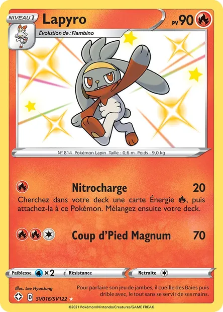 Lapyro, carte Pokémon SHF SV016 — extension Destinées Radieuses