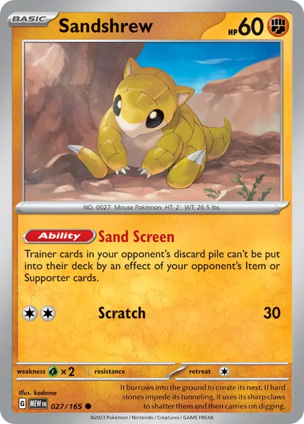 Sandshrew, Pokémon card MEW 027 — 151 set