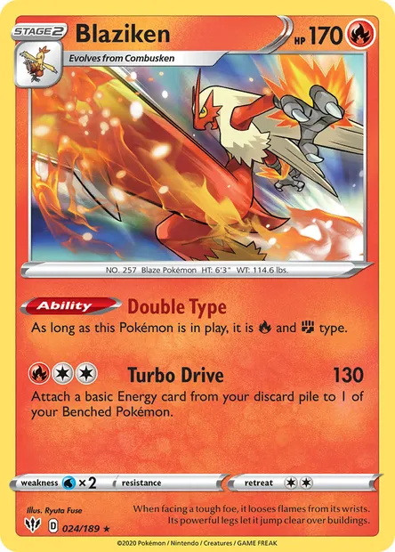 Blaziken, Pokémon card DAA 24 — Darkness Ablaze set