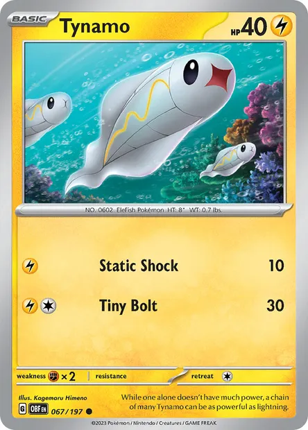 Tynamo, Pokémon card OBF 067 — Obsidian Flames set