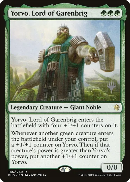 Yorvo, seigneur de Garenbrig, carte Magic PELD 185p — extension Throne of Eldraine Promos